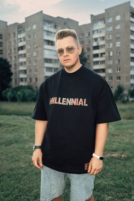 Camiseta Oversized Preta Estampada